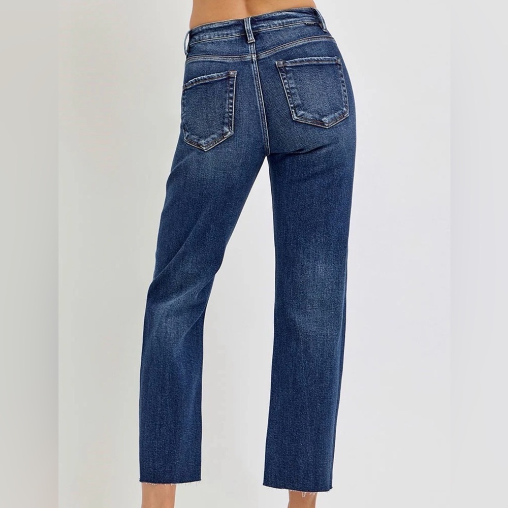 Lovervet by Vervet Mid Rise Frayed Hem Cropped Wide Leg Jean NWT